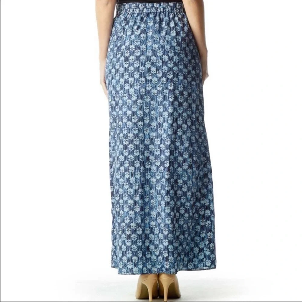 MICHAEL‎ Michael Kors | Floral Maxi Skirt with Slit in Heritage Blue M